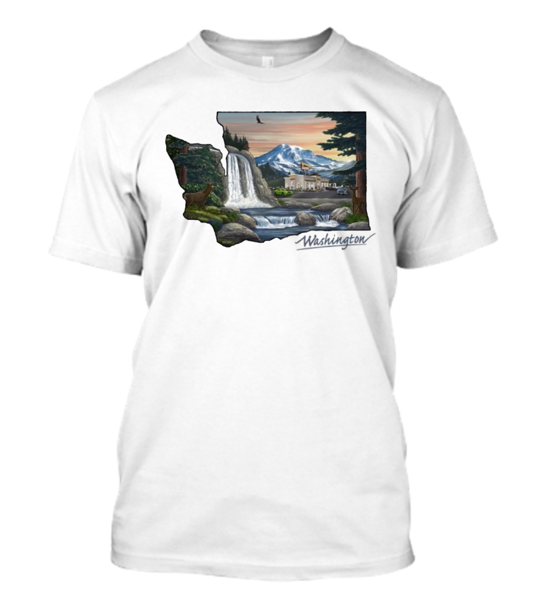 In N Out Burger Mount St Helens Washington Waterfall Scenery T-Shirt