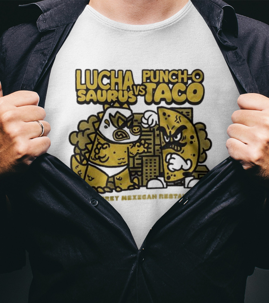 Lucha Saurus Vs Punch O Taco Monterrey Mexican Artistry T-Shirt