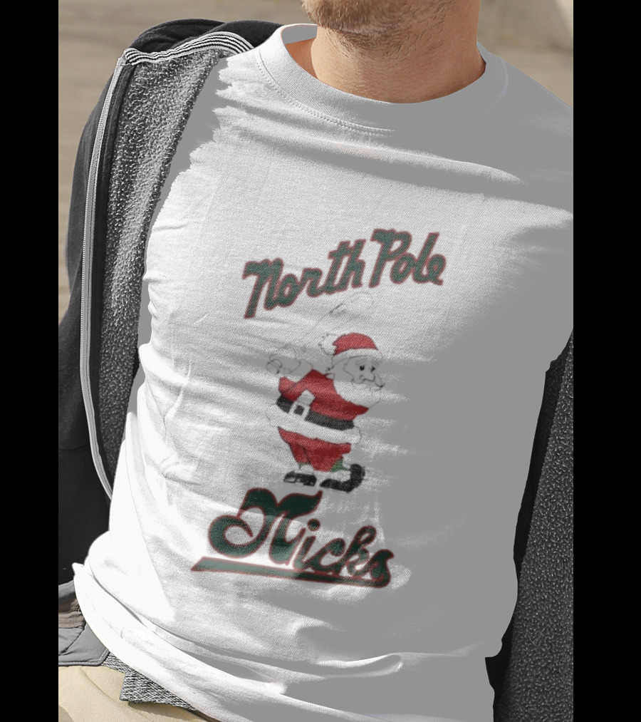 North Pole Nicks Santa Christmas Noir T-Shirt