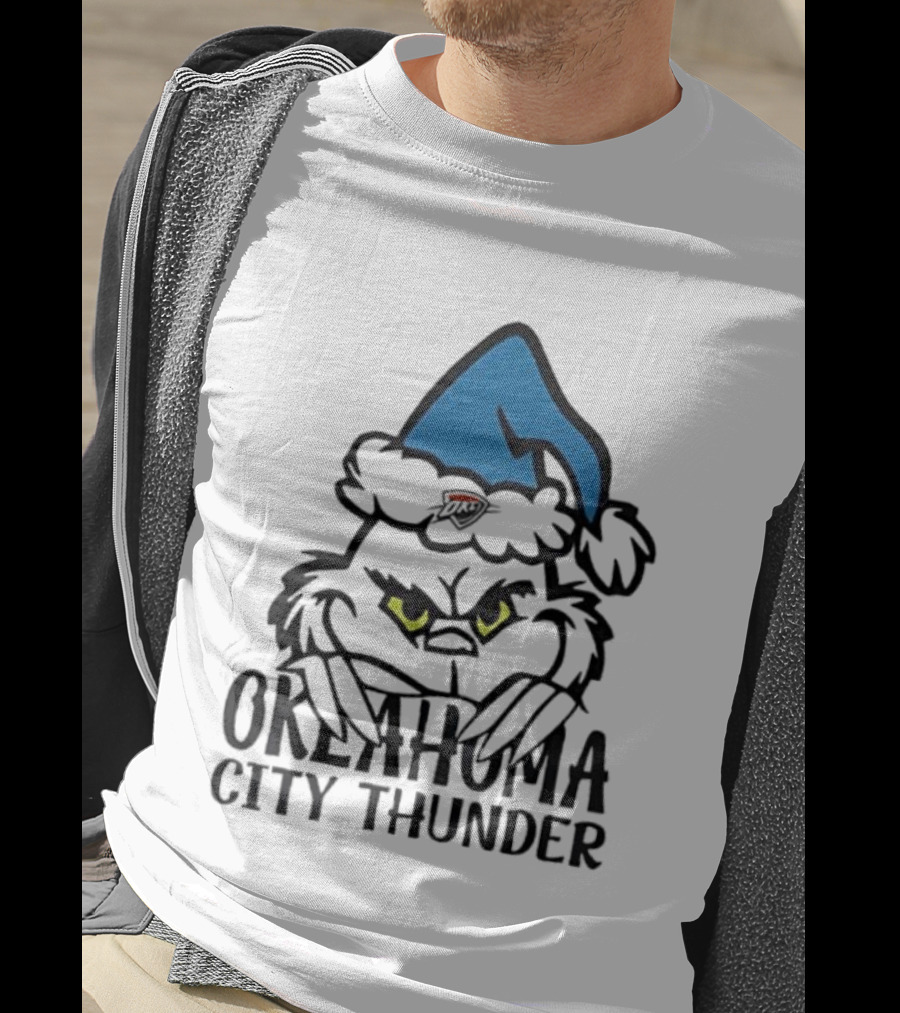 Okahoma City Thunder Grinch Holiday Santa Hat Christmas T-Shirt