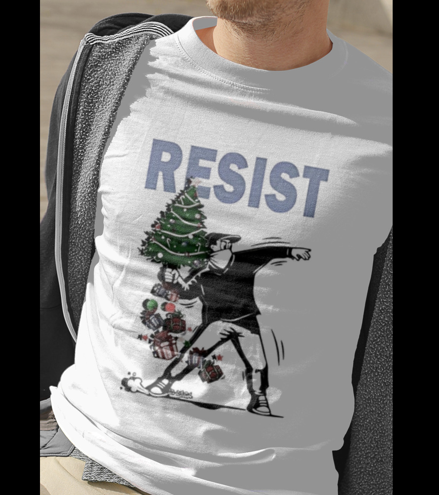 Resist Christmas Tree Throwing Festive Revolution T-Shirt