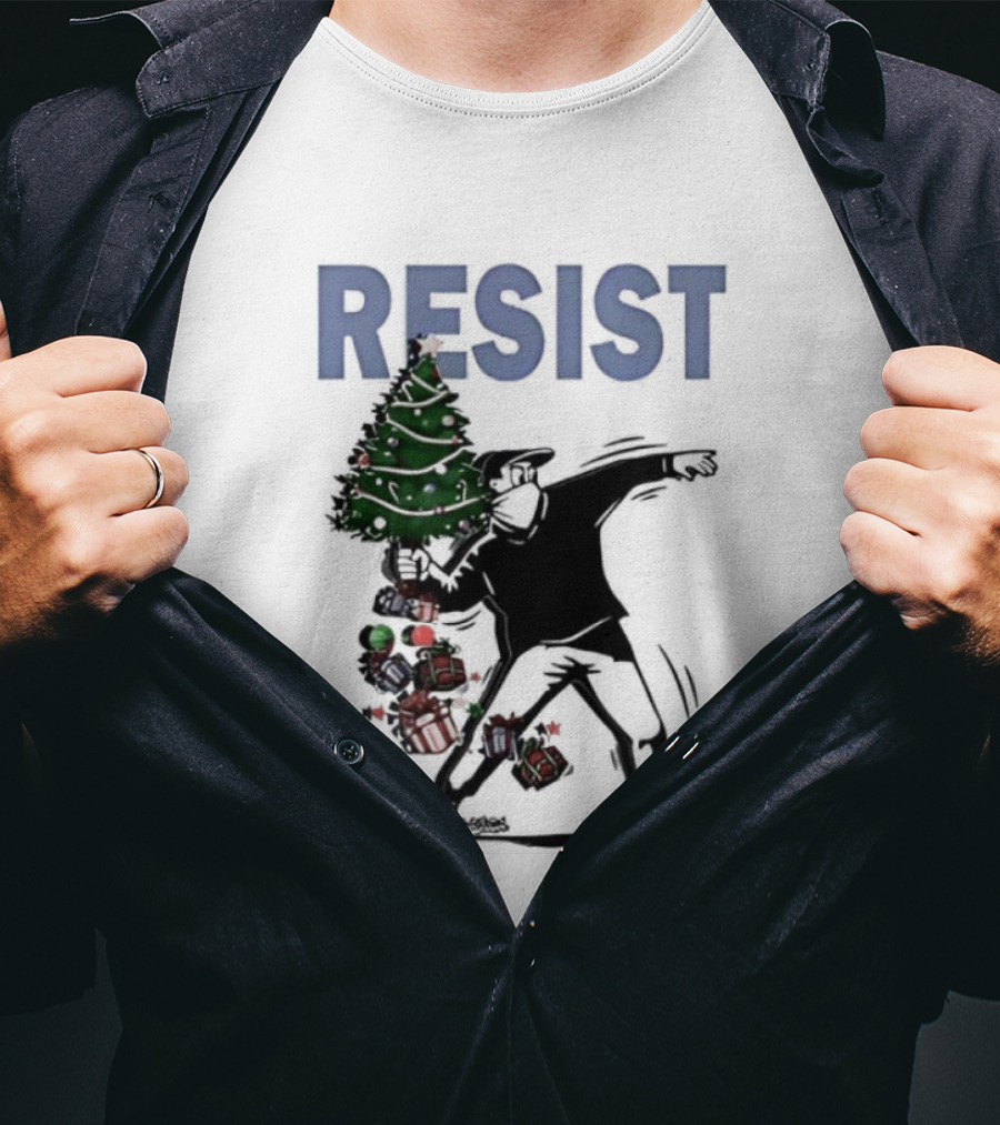Resist Christmas Tree Throwing Festive Revolution T-Shirt