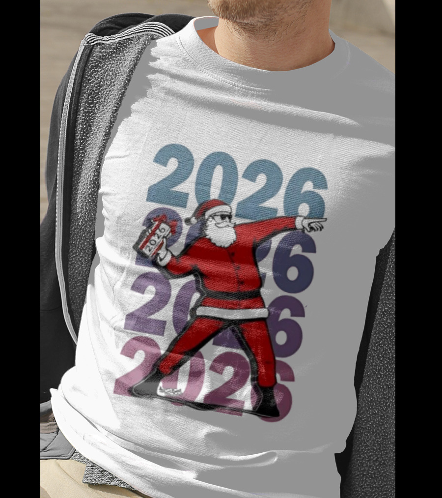 Dancing Santa 2026 Countdown Bold Repeat T-Shirt