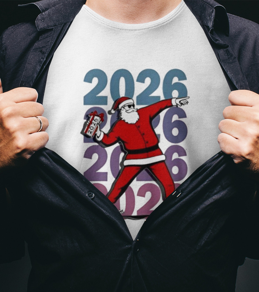Dancing Santa 2026 Countdown Bold Repeat T-Shirt