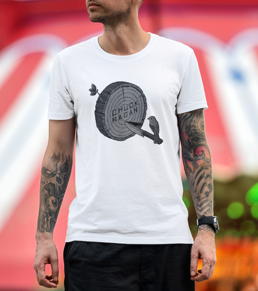 Chuck Ragan Target Practice Woodblock Bird Knife T-Shirt