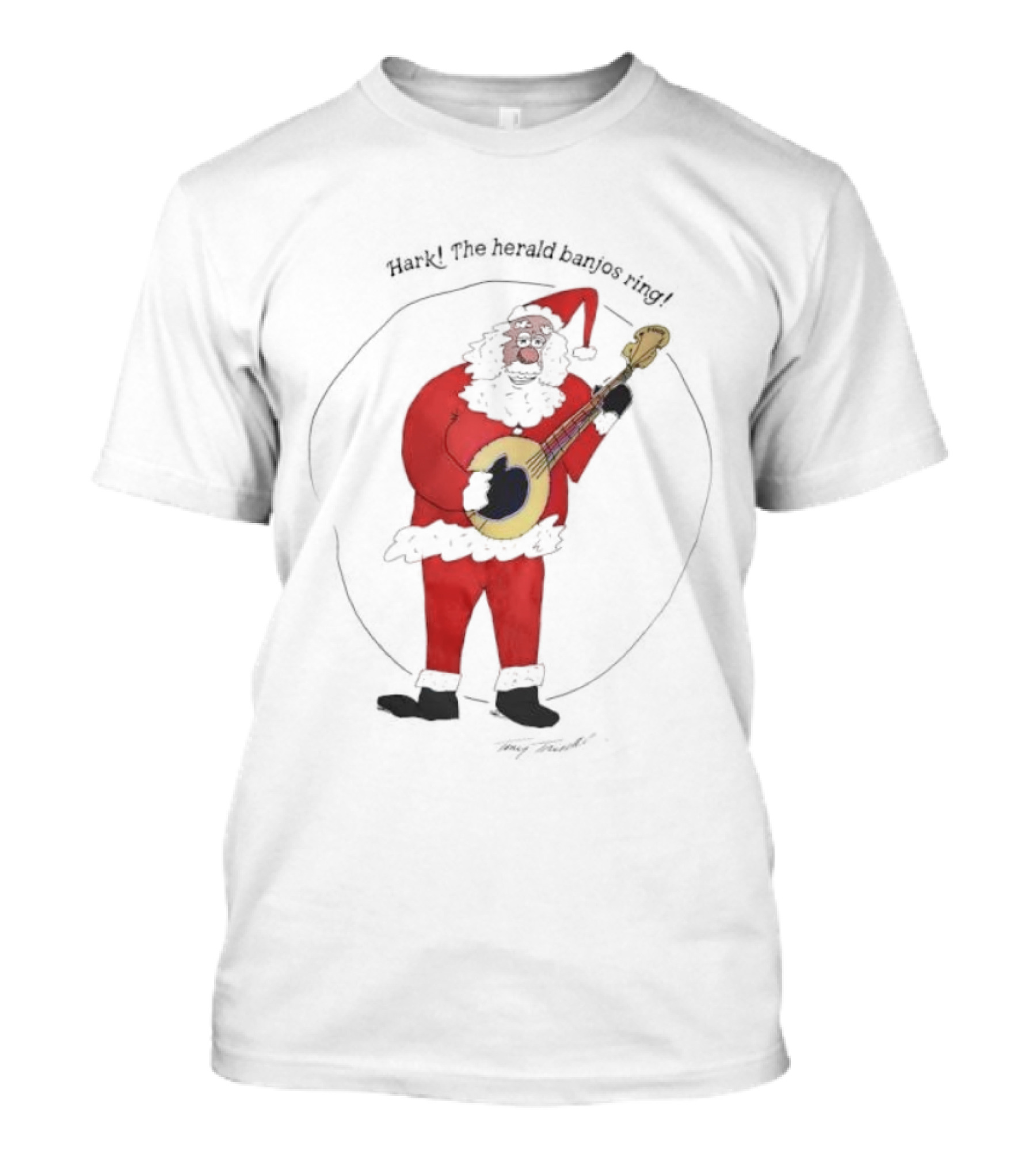 Tony Trischka Hark The Herald Banjos Ring Santa Claus Banjo T-Shirt