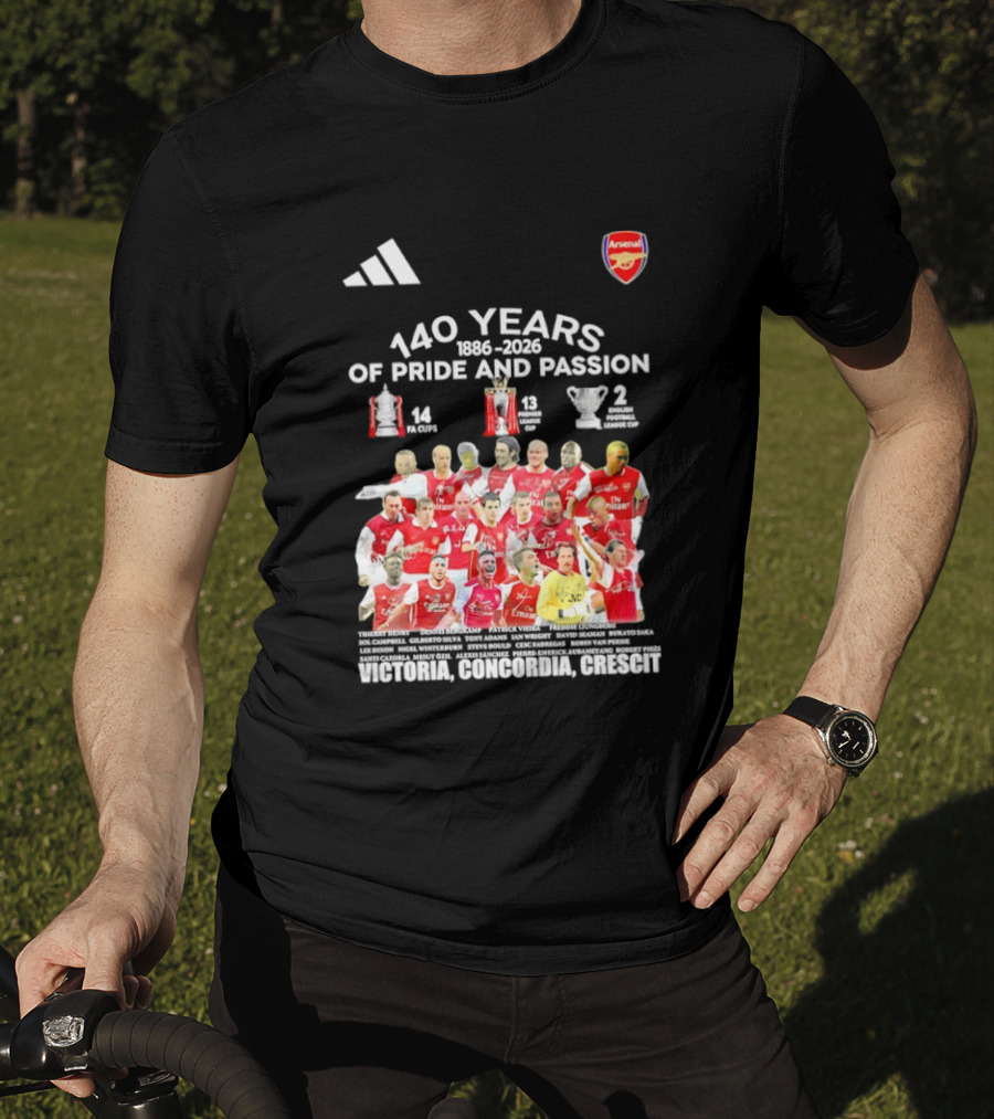 Arsenal FC 140 Years Pride Passion 1886 2026 Victoria Concordia Crescit T-Shirt