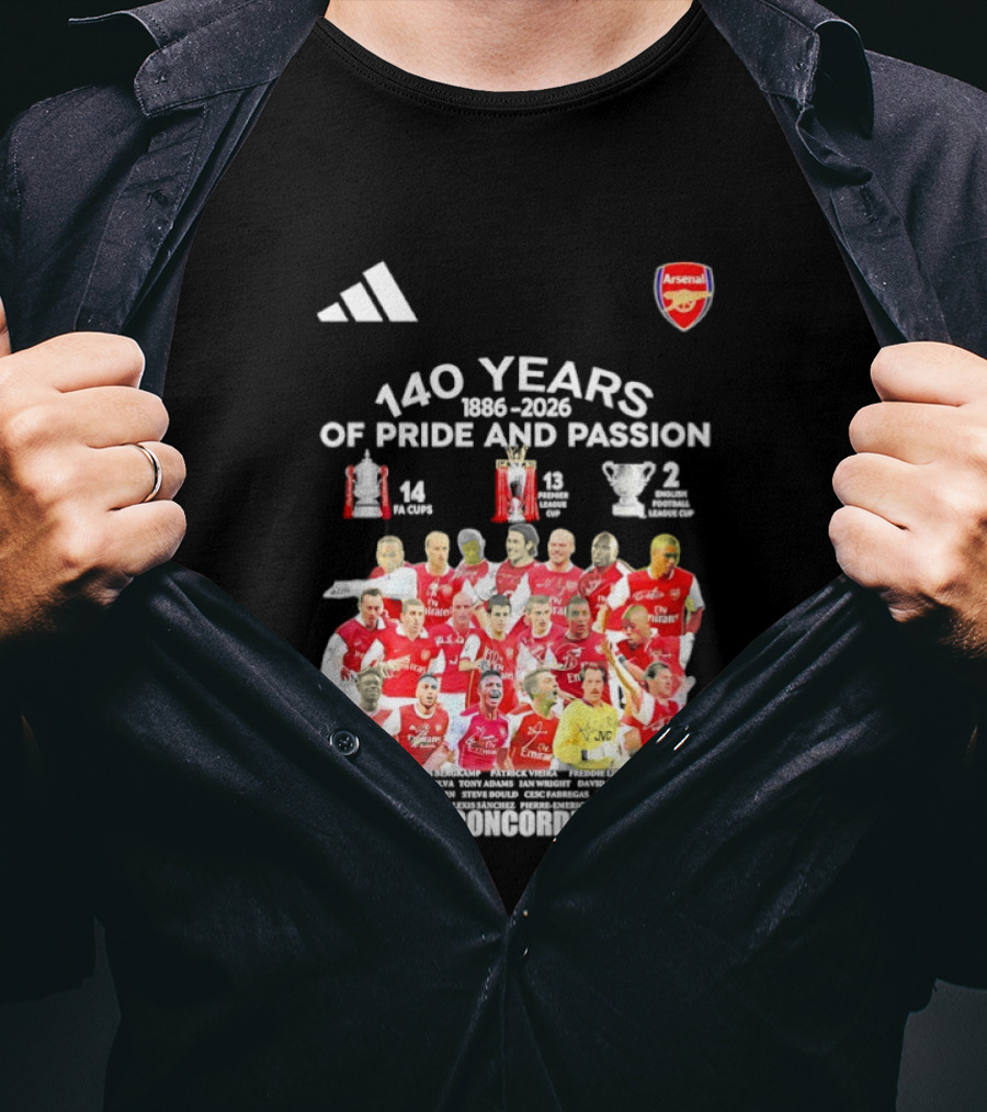Arsenal FC 140 Years Pride Passion 1886 2026 Victoria Concordia Crescit T-Shirt