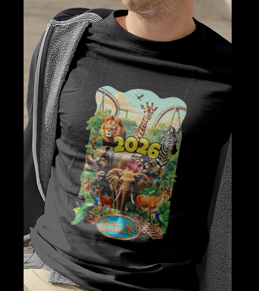 Busch Gardens 2026 Animals Lion Elephant Giraffe Zebra Tampa Roller Adventure T-Shirt