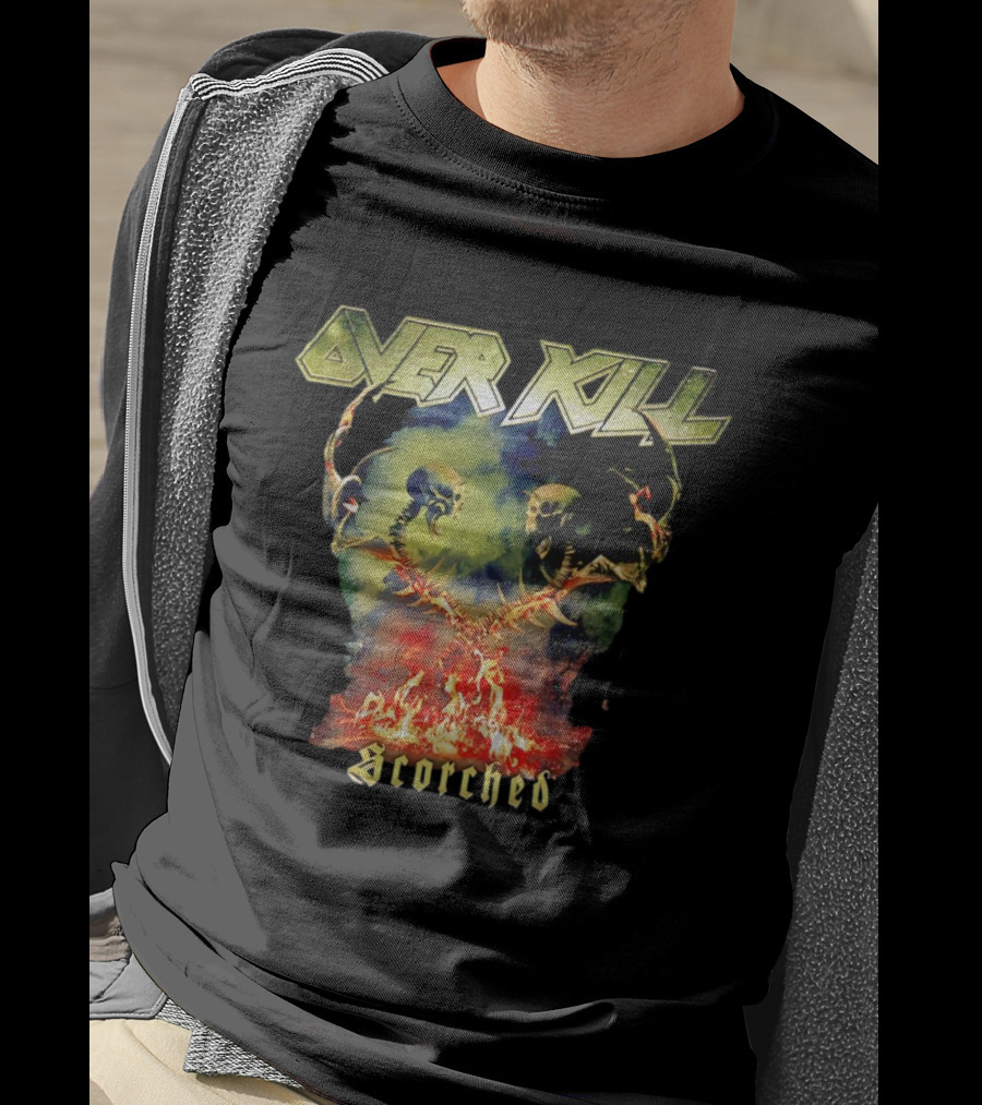 Overkill Scorched Skull Flames Tour Night T-Shirt