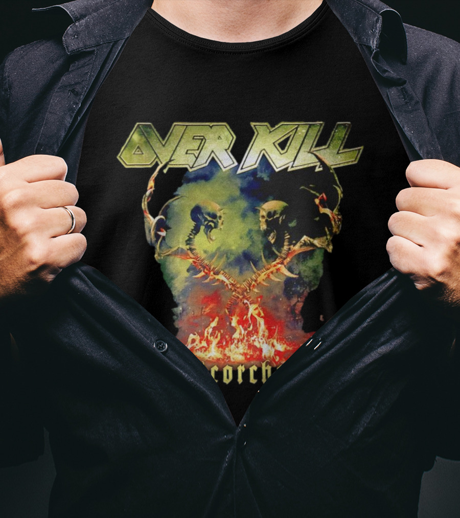 Overkill Scorched Skull Flames Tour Night T-Shirt