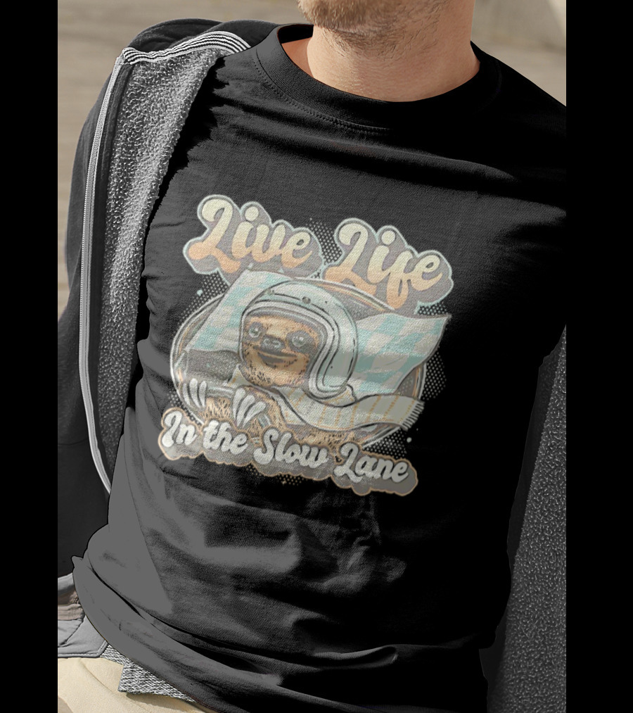 Live Life In The Slow Lane Sloth Racing Helmet T-Shirt