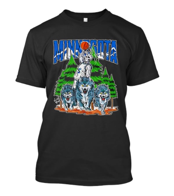 Minnesota Timberwolves Basketball Skeleton Wolves Forest Dunk T-Shirt