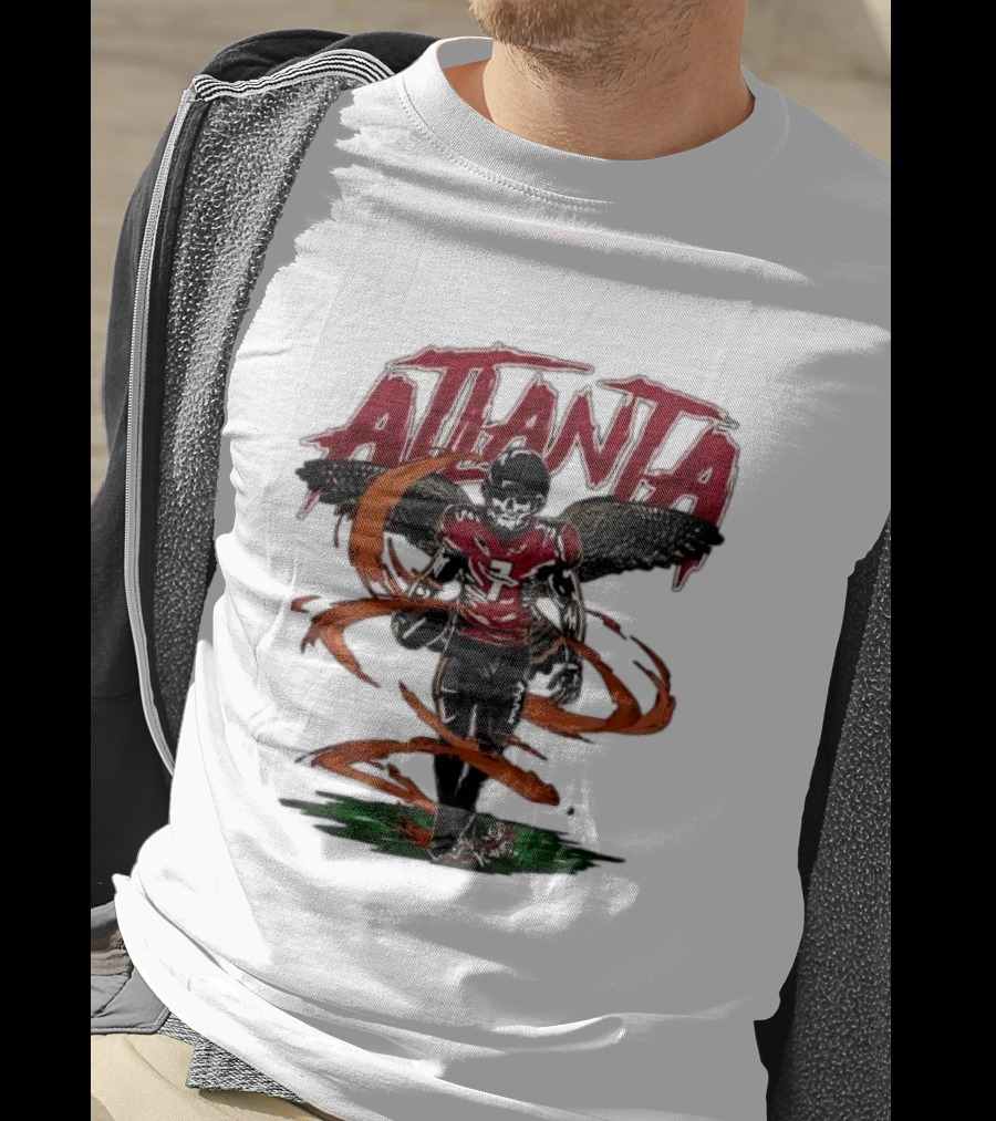 Atlanta Falcons Skeleton Football Player With Red Jersey And Wings T-Shirt