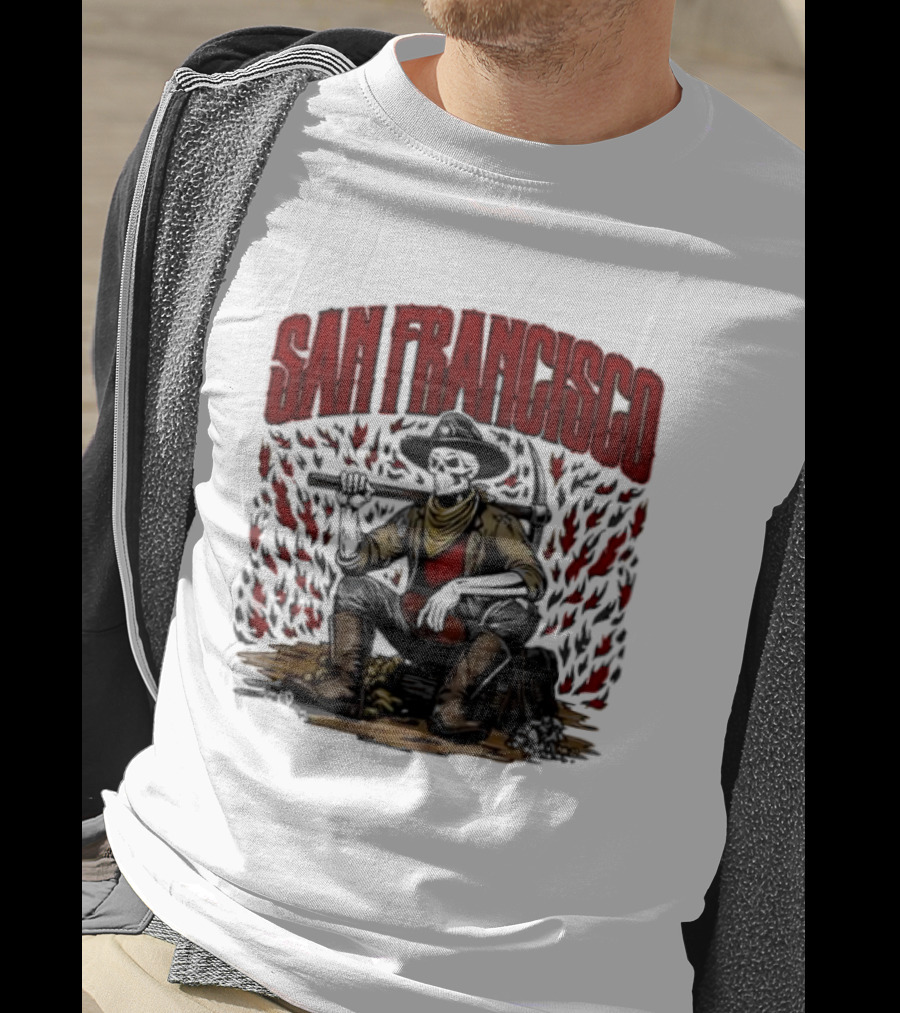 San Francisco 49ers Cowboy Skeleton Football T-Shirt