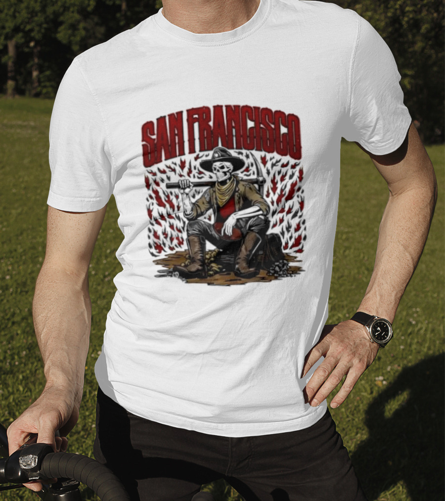 San Francisco 49ers Cowboy Skeleton Football T-Shirt