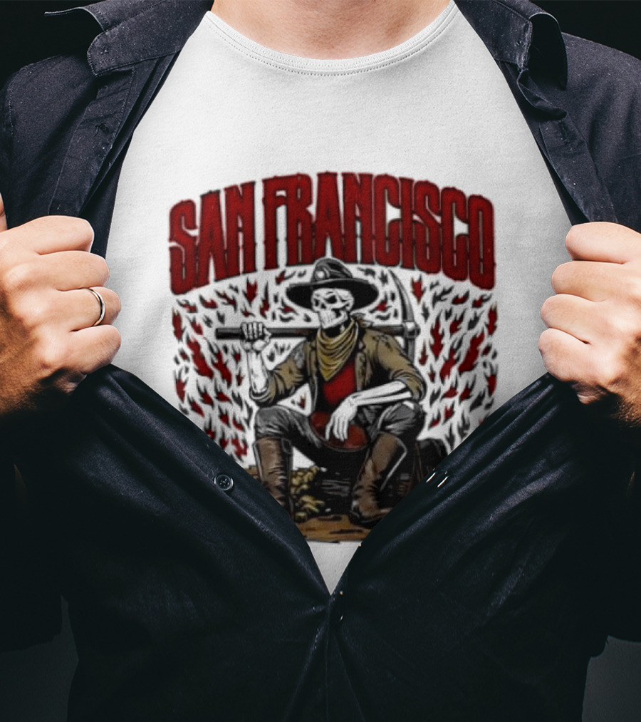 San Francisco 49ers Cowboy Skeleton Football T-Shirt