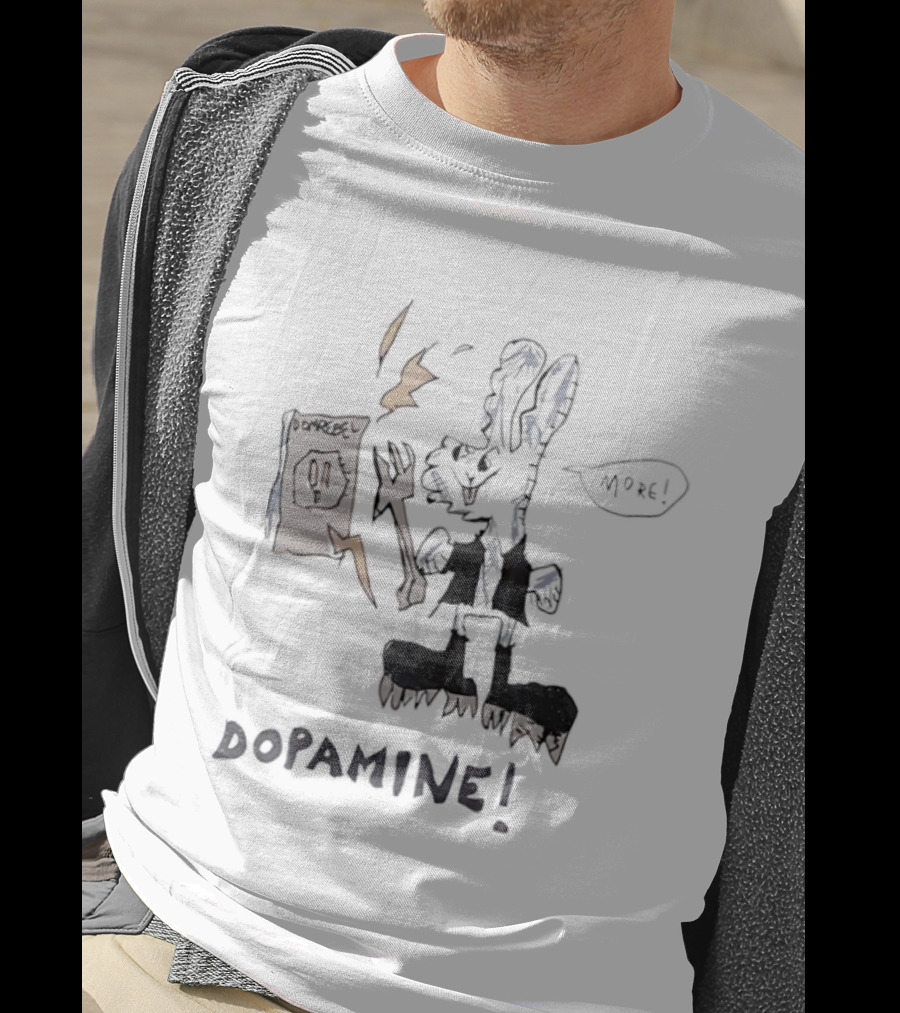 Dopamine Energized Bunny Cartoon Fun Humor T-Shirt