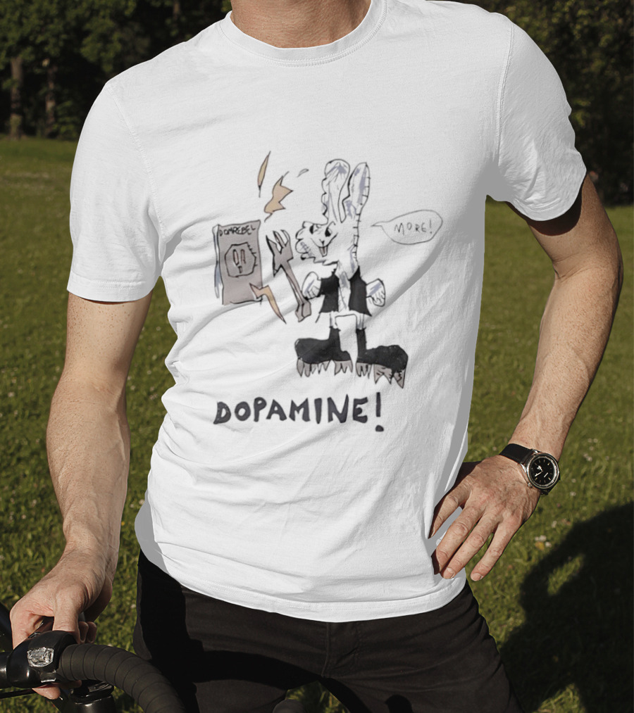 Dopamine Energized Bunny Cartoon Fun Humor T-Shirt