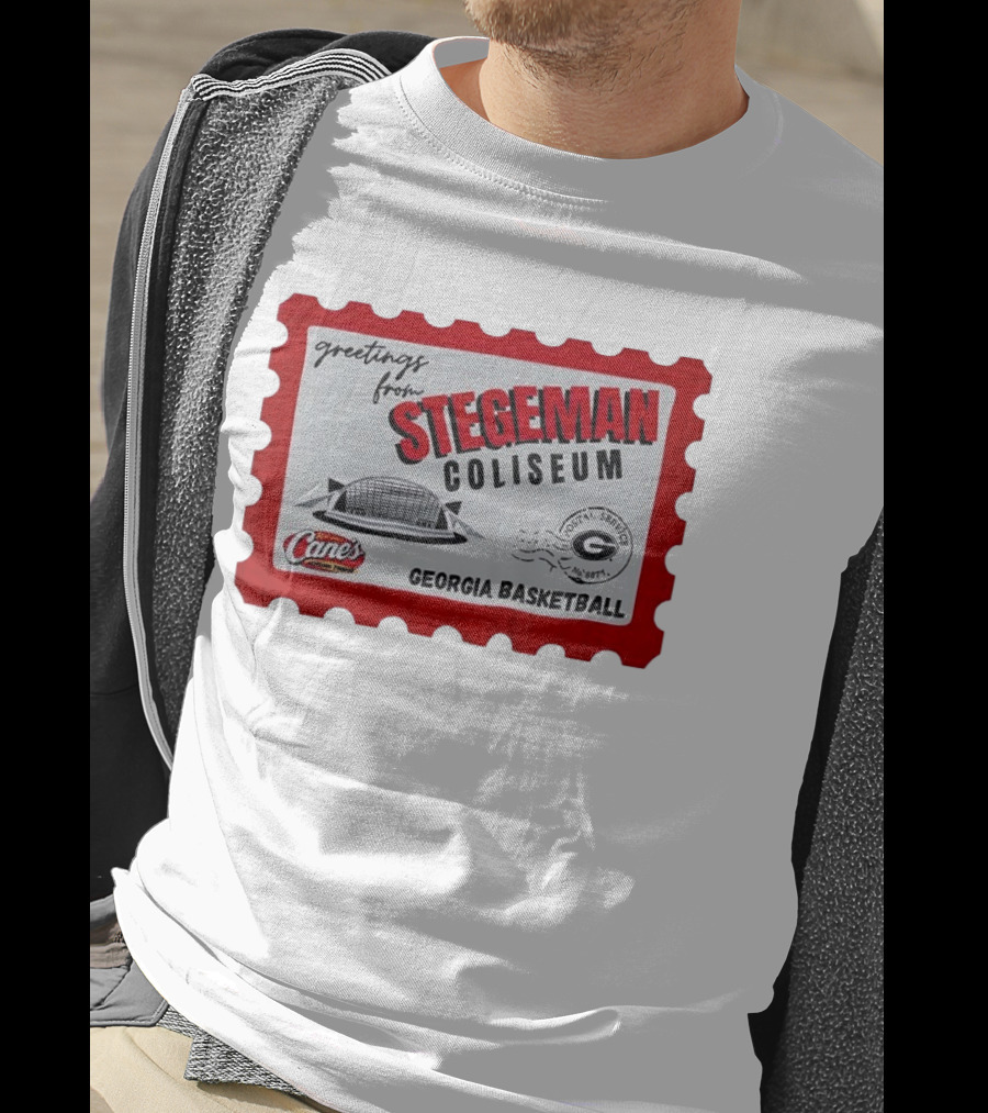 Greetings From Stegeman Coliseum Georgia Basketball Stamp Raising Cane's T-Shirt