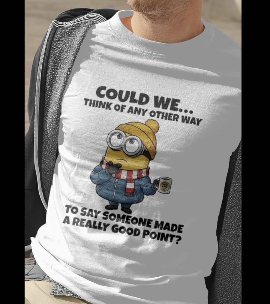 Minion Thinking Holding Coffee Winter Jacket And Beanie T-Shirt