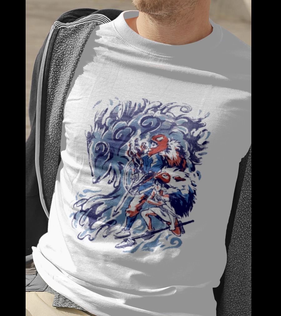 Princess Mononoke Ashitaka San Forest Spirit Wolf Scene T-Shirt