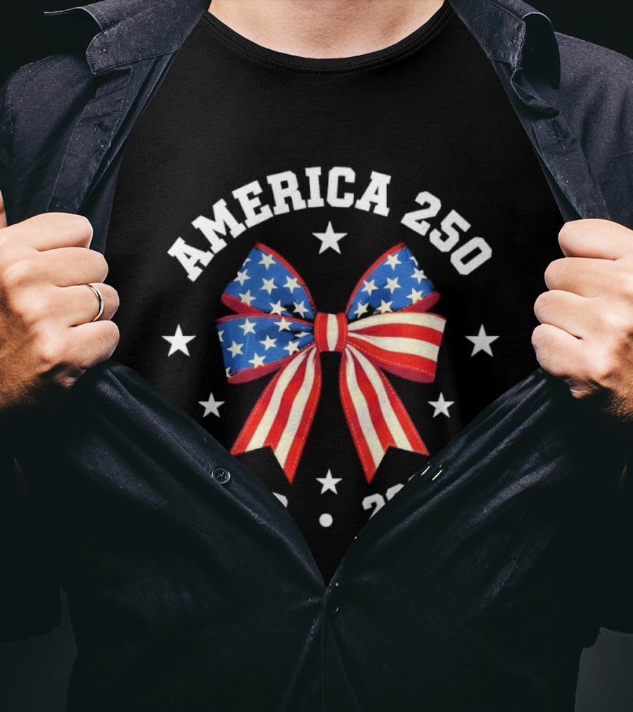 America 250 Patriotic Ribbon 1776 2026 Anniversary Celebration T-Shirt