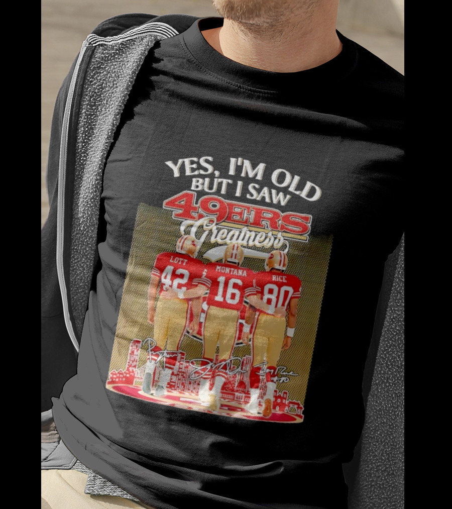 San Francisco 49ers Greatness City Skyline Lott Montana Rice Signatures T-Shirt