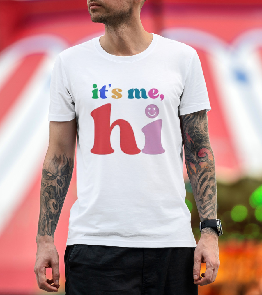 It's Me Hi Colorful Text With Smiley Face T-Shirt