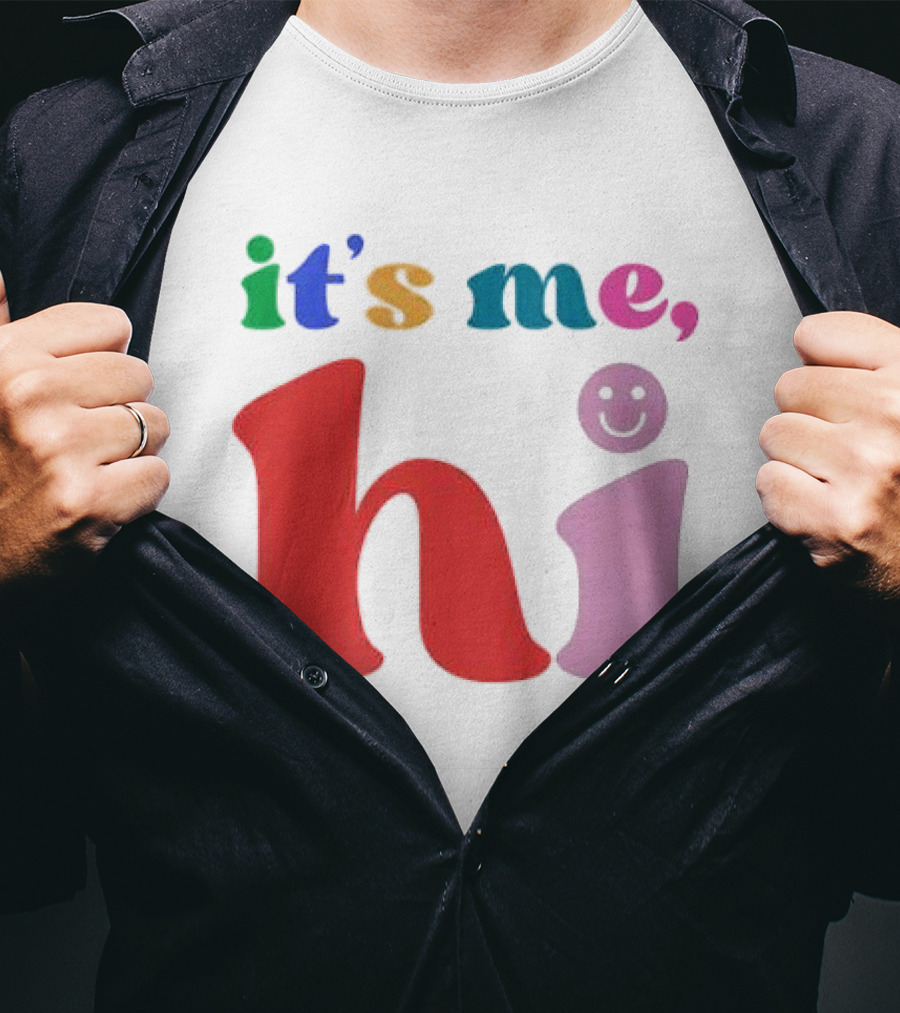 It's Me Hi Colorful Text With Smiley Face T-Shirt