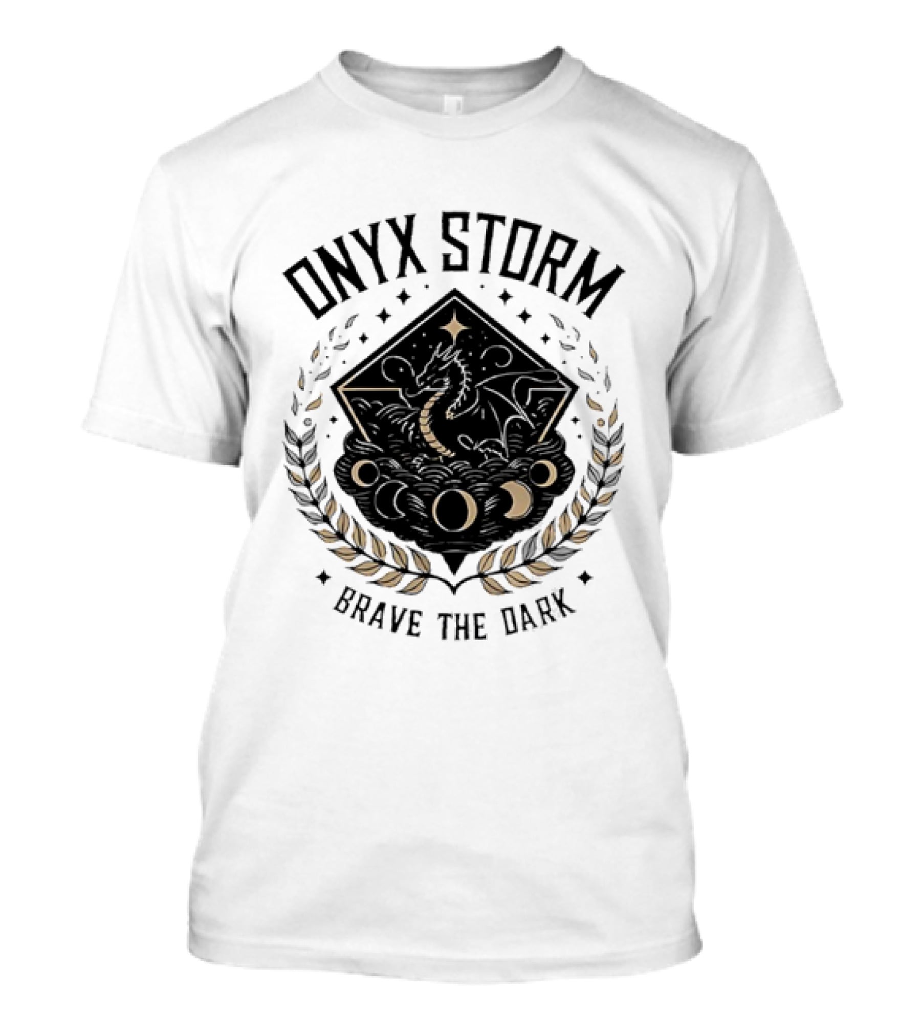 Onyx Storm Brave The Dark Lunar Phases And Celestial Symbols T-Shirt