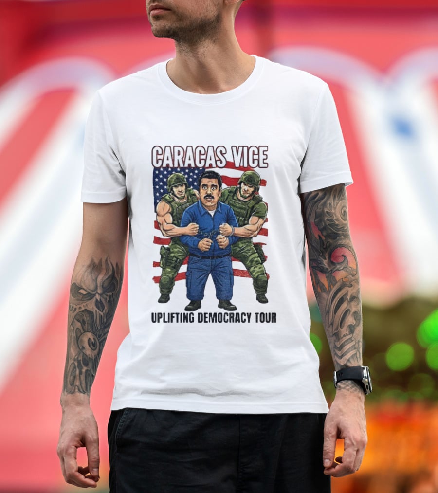 Caracas Vice Maduro Captured Uplifting Democracy American Flag T-Shirt