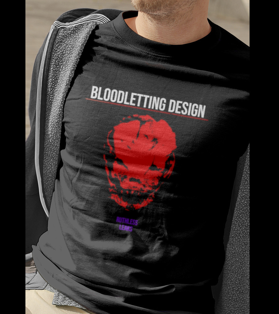 Bloodletting Red Ruthless Leaks Skull T-Shirt