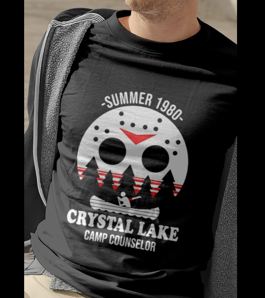 Jason Voorhees Summer 1980 Crystal Lake Camp Counselor Canoe Mask Retro Horror T-Shirt