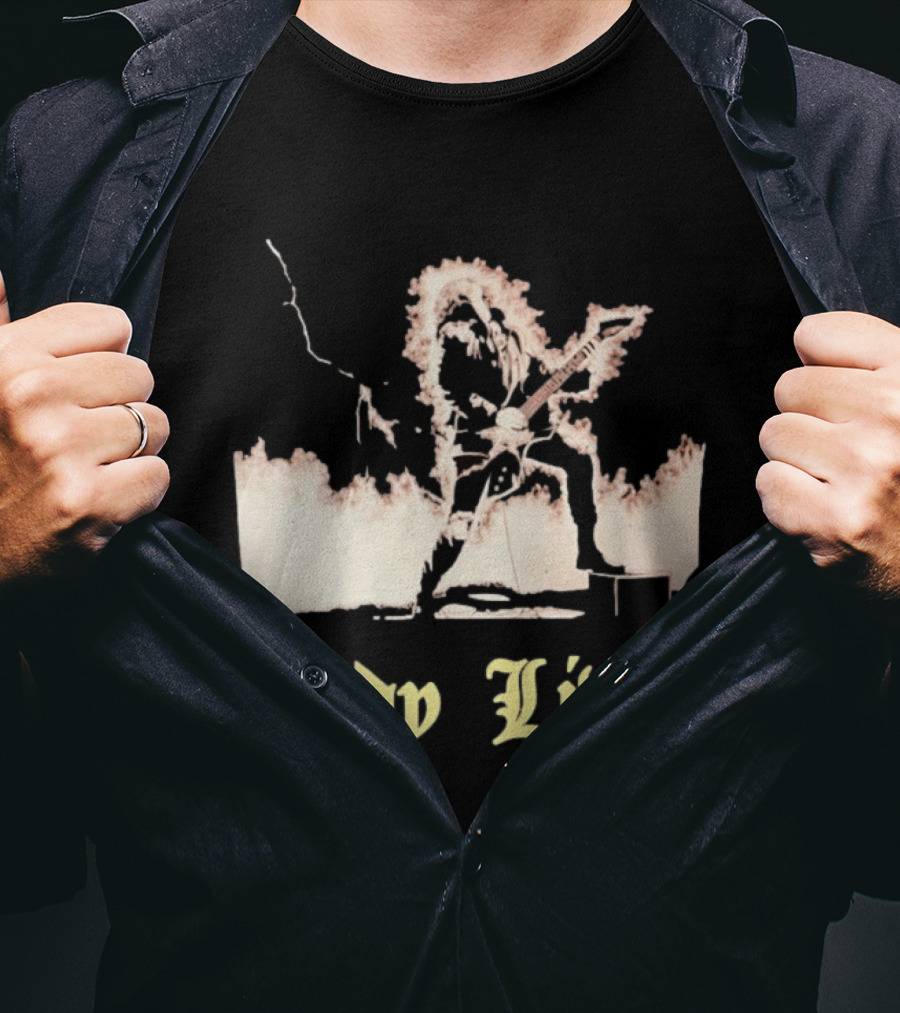 Eddy Lives Rock Music Guitar Flame Performance T-Shirt