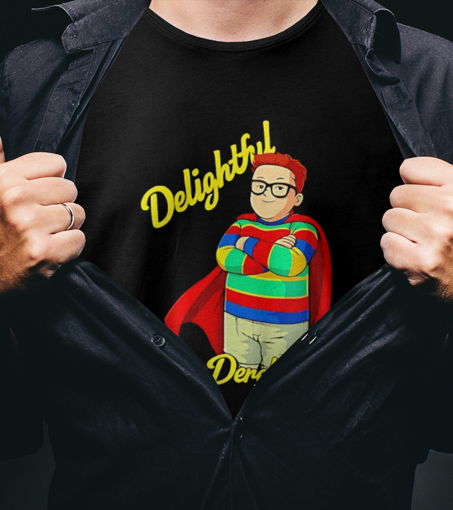Delightful Derek Superhero With Cape And Stripes T-Shirt