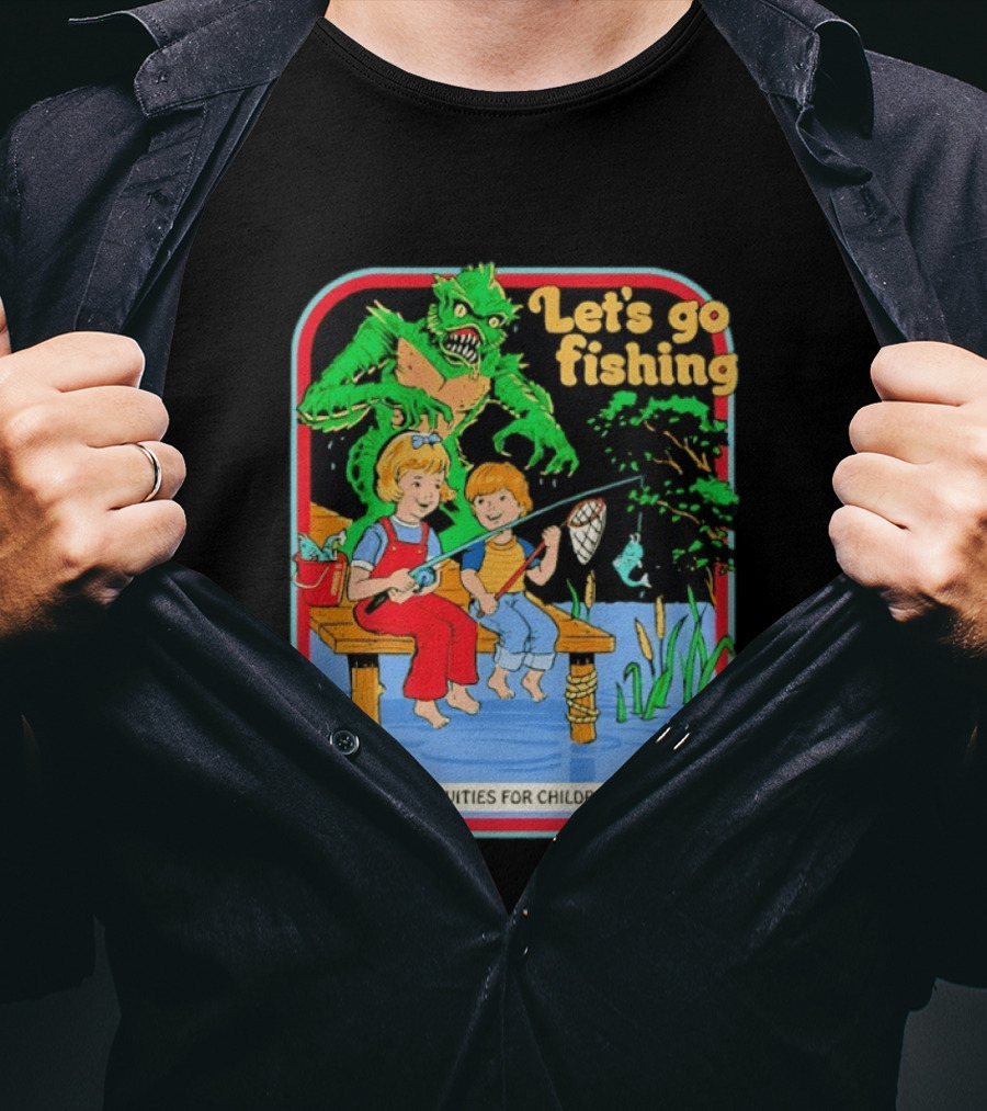 Let's Go Fishing Activities For Children Monster And Pond Adventure T-Shirt