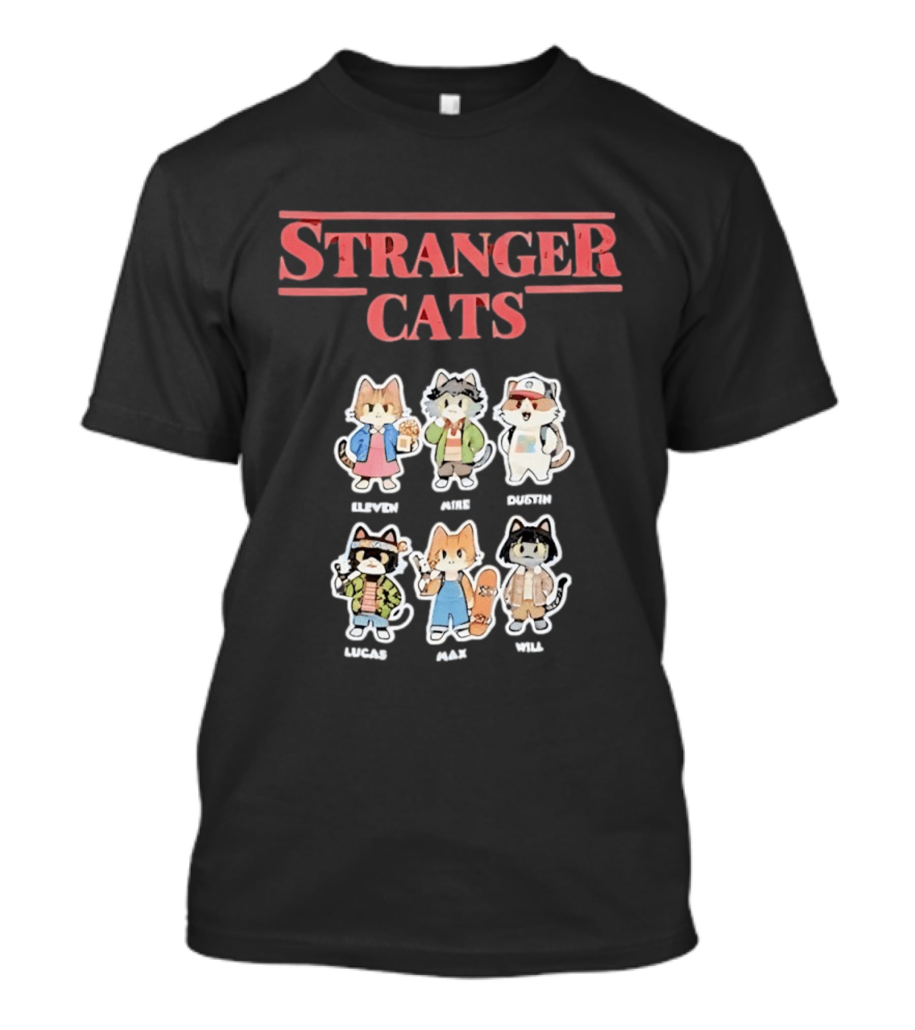 Stranger Cats Eleven Mike Dustin Lucas Max Will Characters T-Shirt