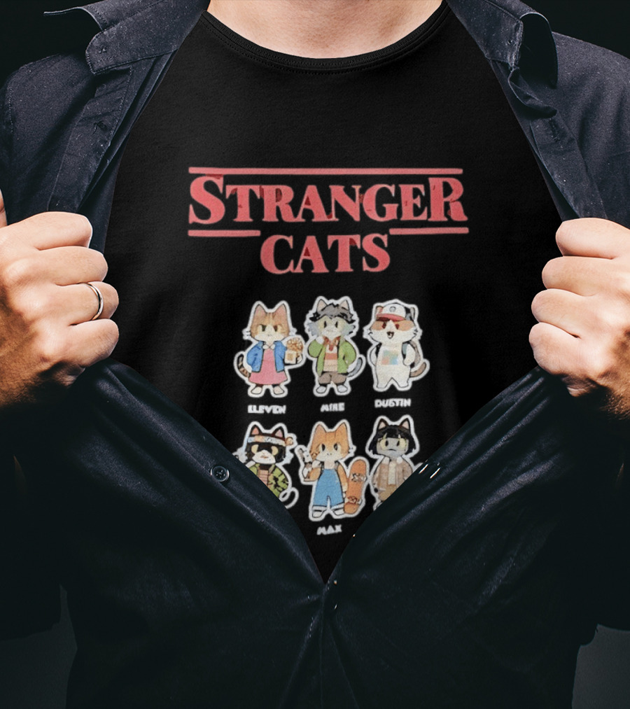 Stranger Cats Eleven Mike Dustin Lucas Max Will Characters T-Shirt