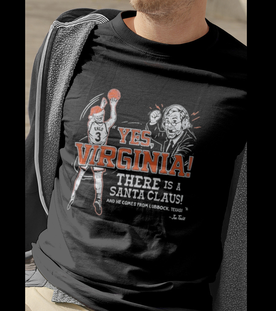 Virginia Cavaliers Yes Virginia There Is A Santa Claus Basketball Player And Coach T-Shirt