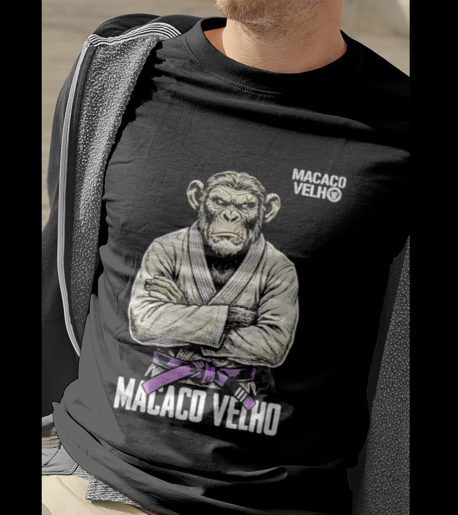 Monkey Macaco Velho Jiu Jitsu Purple Belt Seasoned Grappler T-Shirt