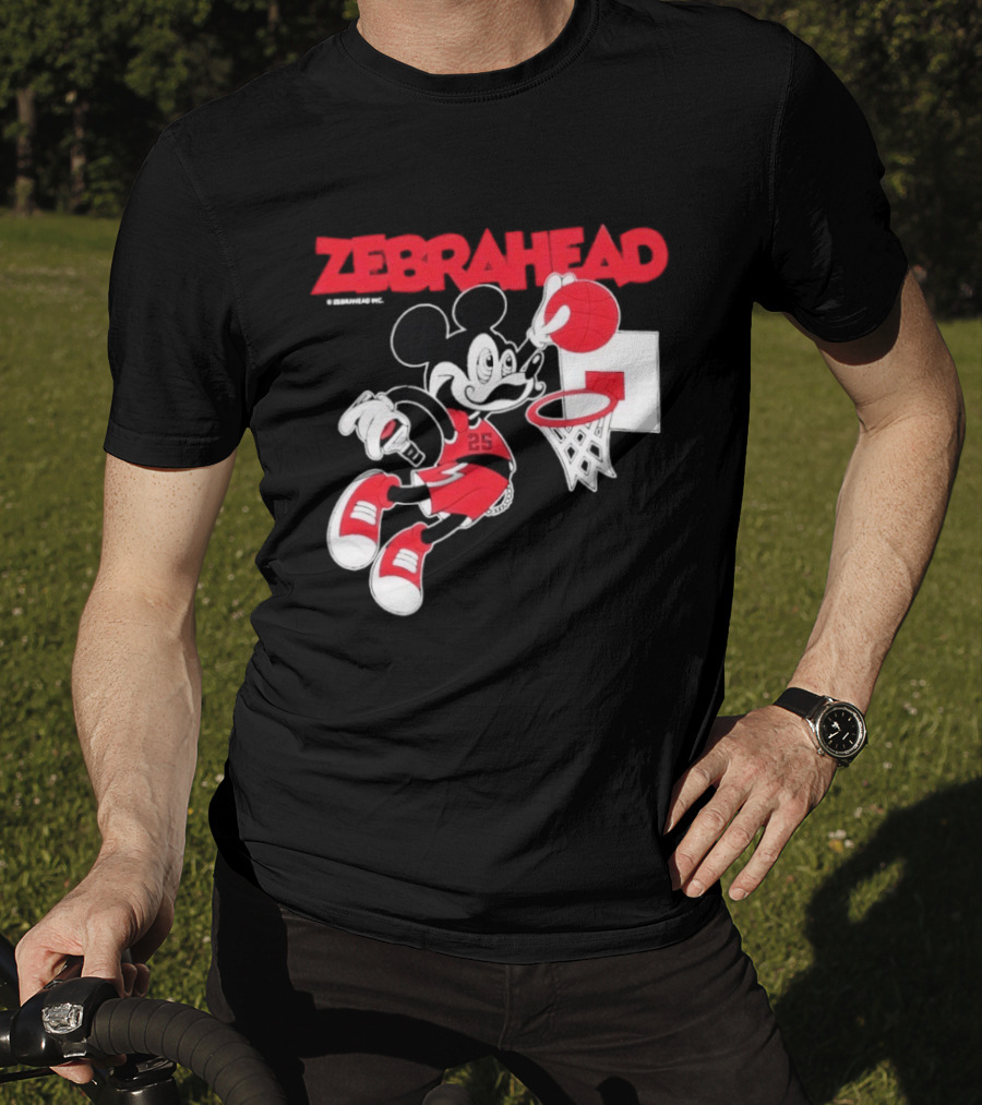 Zebrahead Mickey Mouse Slam Dunk Basketball 25 Retro Cartoon T-Shirt