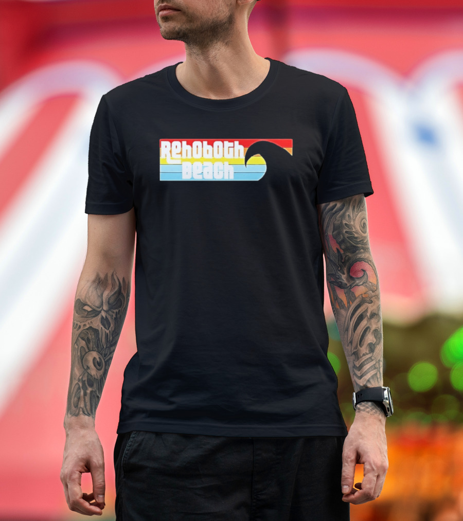 Rehoboth Beach Vintage Rainbow Wave T-Shirt