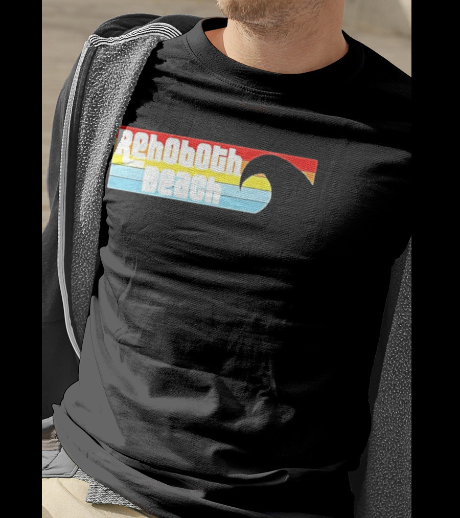 Rehoboth Beach Vintage Rainbow Wave T-Shirt