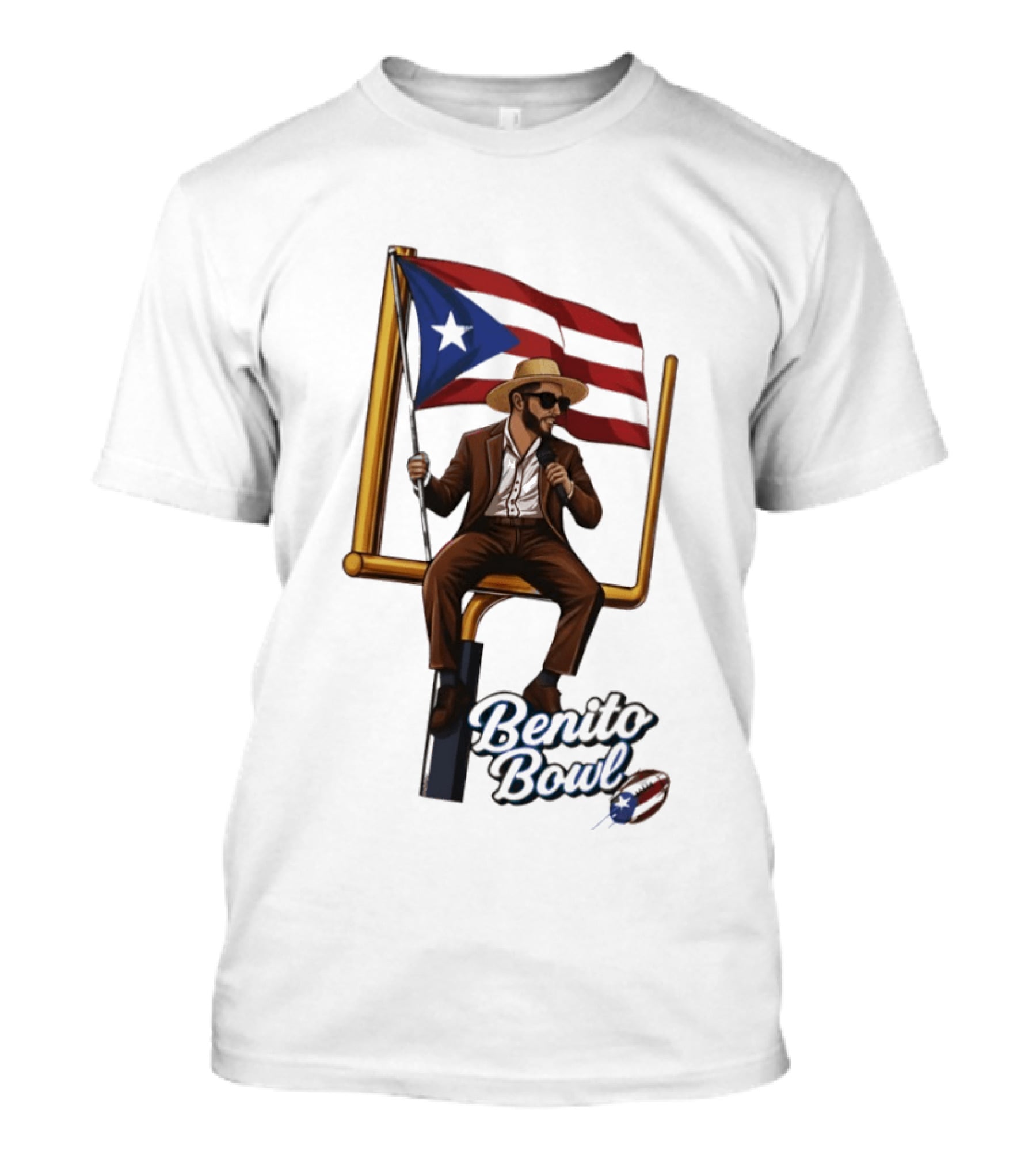 Benito Bowl Puerto Rican Flag Halftime Show Football T-Shirt