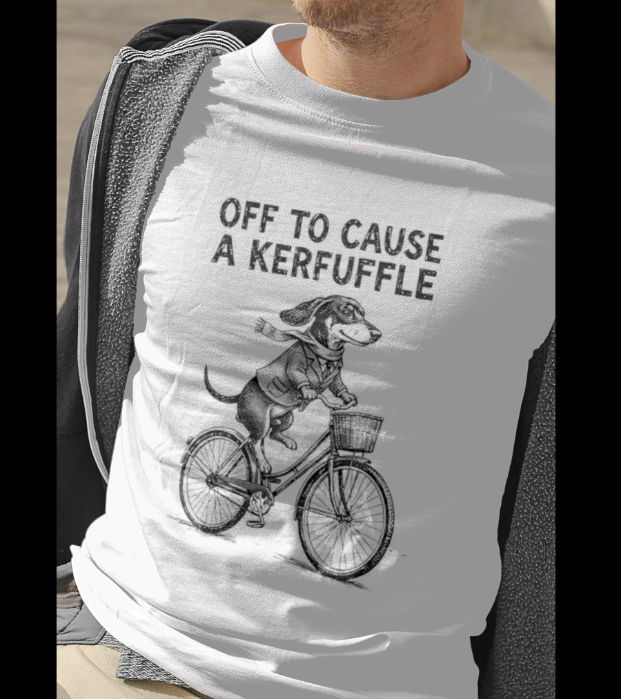 Dachshund Off To Cause A Kerfuffle Riding Bicycle T-Shirt