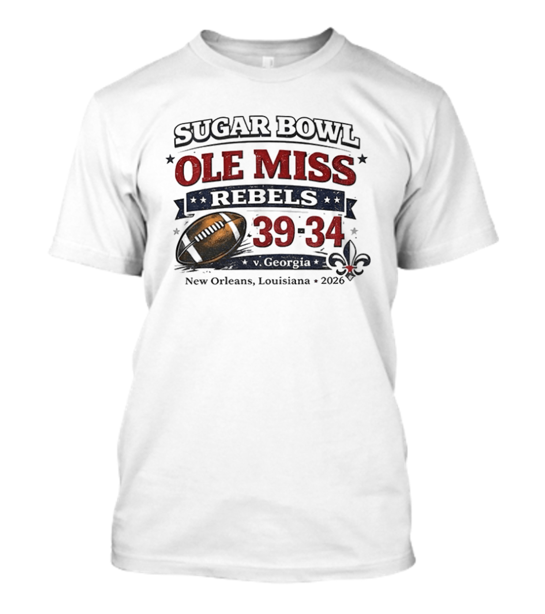 Sugar Bowl Ole Miss Rebels 39 34 Georgia New Orleans 2026 T-Shirt