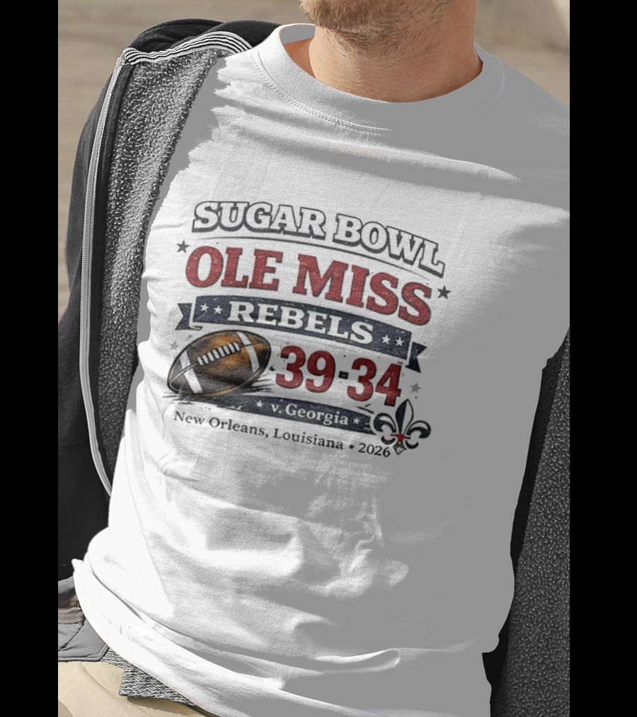 Sugar Bowl Ole Miss Rebels 39 34 Georgia New Orleans 2026 T-Shirt