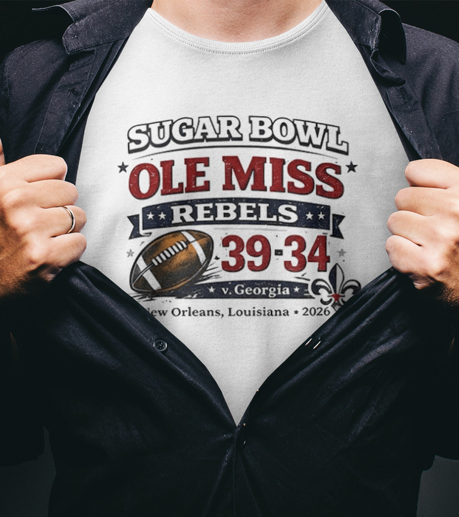 Sugar Bowl Ole Miss Rebels 39 34 Georgia New Orleans 2026 T-Shirt