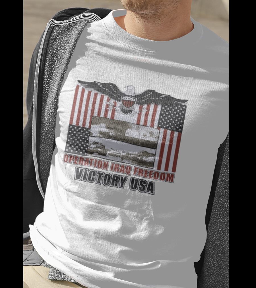 Operation Iraq Freedom Victory USA American Flag Eagle T-Shirt